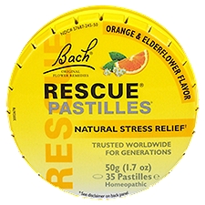 Bach Rescue Pastilles, Natural Stress Relief, Orange & Elderflower Flavor, 35Ct.