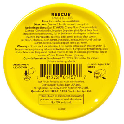Bach Rescue Black Currant Flavor Pastilles, 35 count, 1.7 oz