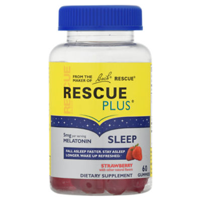 Bach Rescue Plus Sleep Melatonin Strawberry Dietary Supplement, 60 count