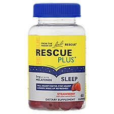 Bach Rescue Plus Sleep Gummy, Melatonin, Strawberry Flavor, 60ct