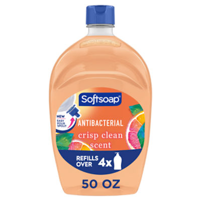 Softsoap Crisp Clean Antibacterial Liquid Hand Soap with New Easy Pour Spout, 50 fl oz Refill Bottle