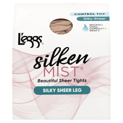 L'eggs Silken Mist Beautiful Sheer Tights Silky Sheer Leg, Control Top, Nude, Size B, 1 pair, 1 Each