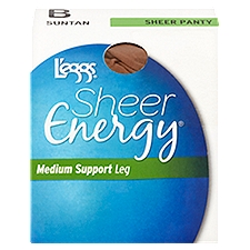 L'eggs Sheer Energy Medium Support Leg Suntan 60923 Sheer Panty, Size B, 1 pair