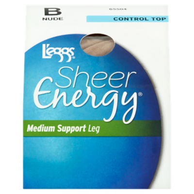 L'eggs Sheer Energy Medium Support Leg Jet Black 98327 Compression