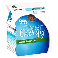L'eggs Sheer Energy Medium Support Leg Suntan 65507 Hosiery, Size B, 1 pair