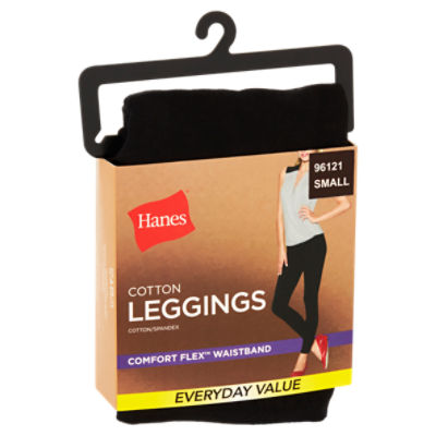 Hanes Black 96121 Cotton Leggings, Small