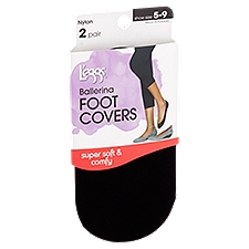 L'eggs Nylon Black Ballerina Foot Covers, Shoe Size 5-9, 2 pair