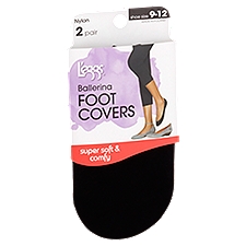L'eggs Nylon Black Ballerina Foot Covers, Shoe Size 9-12, 2 pair