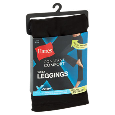 Hanes Constant Comfort Black XTemp Yoga Leggings, Large