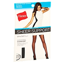 Hanes Sheer Support Black Body Shaper, Large
