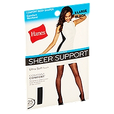 Hanes Sheer Support Black X-Large, Body Shaper, 1 Each