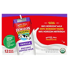 Horizon Organic 1% Lowfat UHT Vanilla Milk, 8 Oz., 12 Count