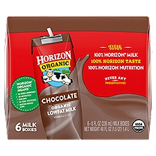 Horizon Organic Chocolate Lowfat Milk, 8 fl oz, 6 count