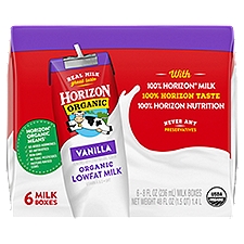 Horizon Organic 1% Lowfat UHT Vanilla Milk, 8 Oz., 6 Count