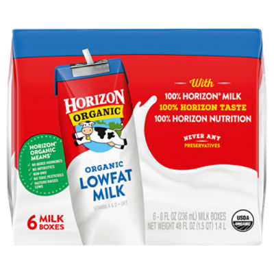 Horizon Organic 1% Lowfat UHT Milk, 8 Oz., 6 Count, 48 Fluid ounce