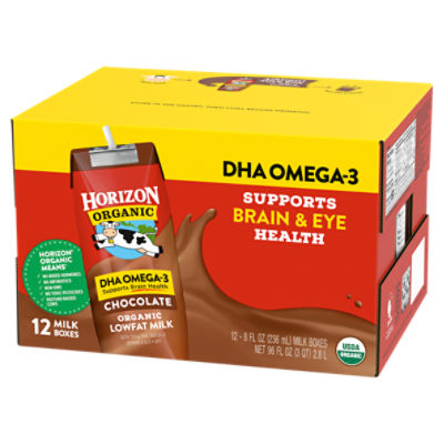 Horizon Organic 1 Lowfat UHT DHA Omega 3 Chocolate Milk 8 Oz