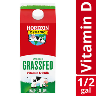 Horizon Organic Grassfed Vitamin D Milk, 64 FL ounce Half Gallon Carton