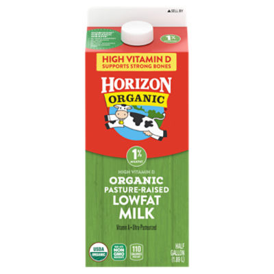 Horizon Organic 1% Lowfat High Vitamin D Milk, Half Gallon, 64 Fluid ounce