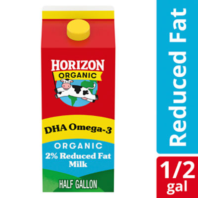 Horizon Organic DHA Omega-3 Milk, DHA 2 Percent Milk, 64 FL OZ Half Gallon Carton