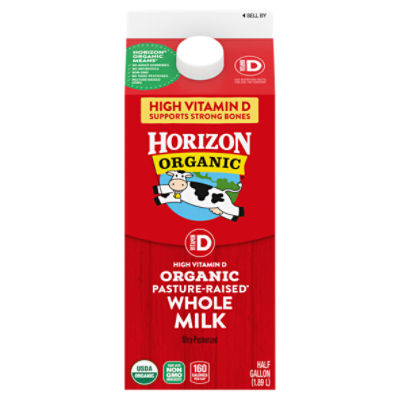 Horizon Organic Whole High Vitamin D Milk, Half Gallon, 64 Fluid ounce