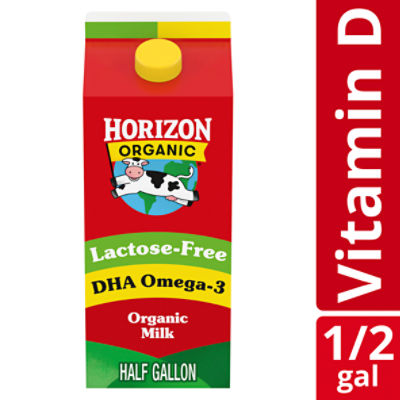 Horizon Organic Lactose Free Milk, DHA Whole Milk, 64 FL ounce Half Gallon Carton