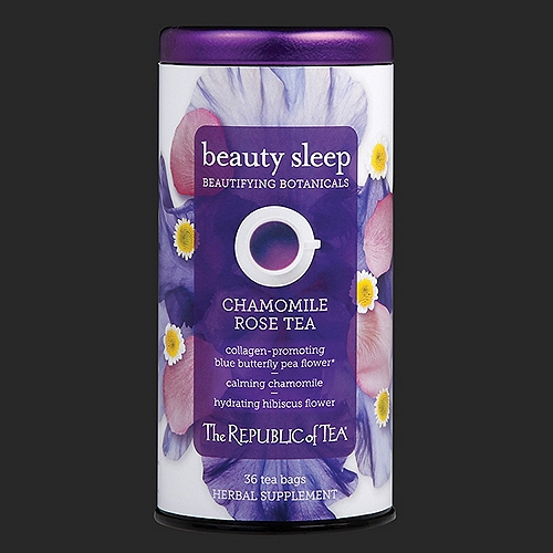 Chamomile Rose Tea, Collagen-Promoting Blue Butterfly Pea Flower, Calming Chamomile, Hydrating Hibiscus Flower, 36 Unbleached Tea Bags
