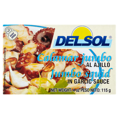 Del Sol Jumbo Squid in Garlic Sauce, 4 oz, 4 Ounce