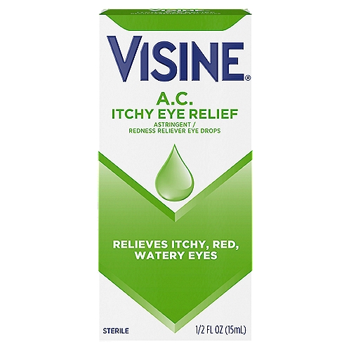 Relieve eye discomfort and redness due to seasonal allergies. These eye drops contain zinc sulfate and tetrahydrozoline hydrochloride to soothe symptoms caused by pollen, dust, and ragweed.