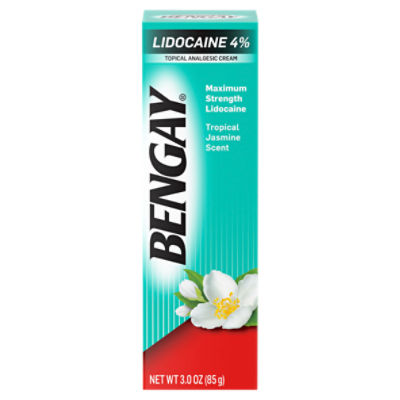 Bengay Pain Relieving Lidocaine Cream Topical Analgesic, Tropical Jasmine Scent, 3 oz, 3 Ounce