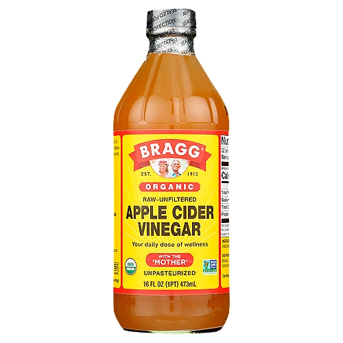 Bragg Organic Apple Cider Vinegar, 16 fl oz
Bragg® Organic Apple Cider Vinegar (ACV) is made from organically grown apples and contains the 'Mother', home of organic acids and enzymes.