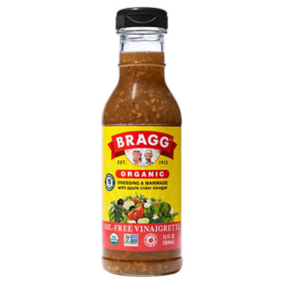 Bragg Organic Oil-Free Vinaigrette Dressing & Marinade with Apple Cider Vinegar, 12 fl oz