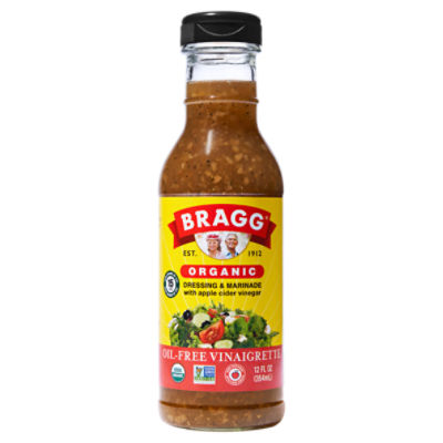 Bragg Organic Oil-Free Vinaigrette Dressing & Marinade with Apple Cider Vinegar, 12 fl oz, 12 Fluid ounce