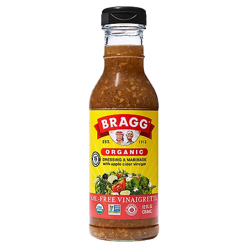 Bragg Organic Oil-Free Vinaigrette Dressing & Marinade with Apple Cider Vinegar, 12 fl oz