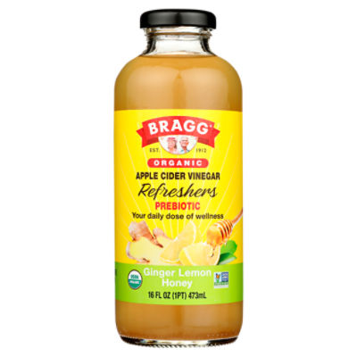 Bragg Organic Ginger Lemon Honey Probiotic Apple Cider Vinegar Refreshers 16 Fl Oz Gourmet 0827