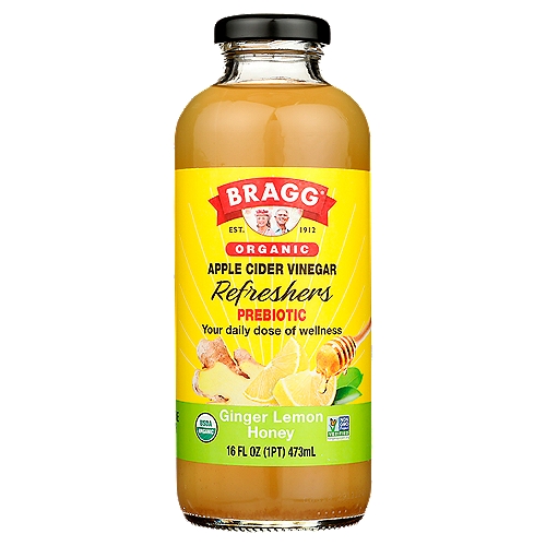 Bragg Organic Ginger Lemon Honey Probiotic Apple Cider Vinegar Refreshers, 16 fl oz