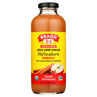 Bragg Organic Refreshers Prebiotic Apple Cinnamon Apple Cider Vinegar, 16 fl oz, 16 Fluid ounce
