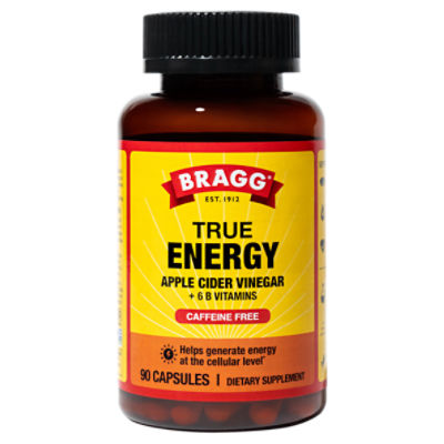 Bragg True Energy Apple Cider Vinegar + 6 B Vitamins Dietary Supplement, 90 count