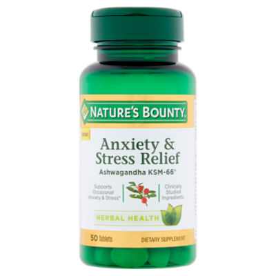 Nature's Bounty Ashwagandha KSM-66 Anxiety & Stress Relief Tablets, 50 count