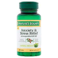 Nature's Bounty Ashwagandha KSM-66 Tablets, Anxiety & Stress Relief, 50 Each