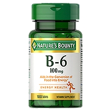 Nature's Bounty B-6 Tablets, 100 mg, 100 count