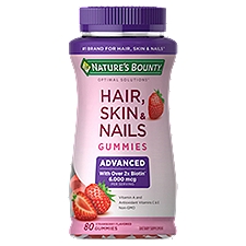 Nature's Bounty Optimal Solutions Strawberry Flavored Hair, Skin & Nails, Gummies, 80 Each