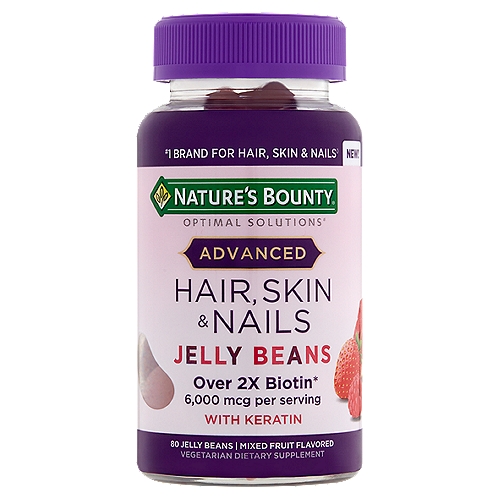 Nature's Bounty Advanced Hair, Skin & Nails Jelly Beans Vegetarian Dietary Supplement, 80 count