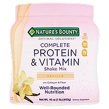 Nature's Bounty Optimal Solutions Vanilla Complete Protein & Vitamin Shake Mix, 16 oz