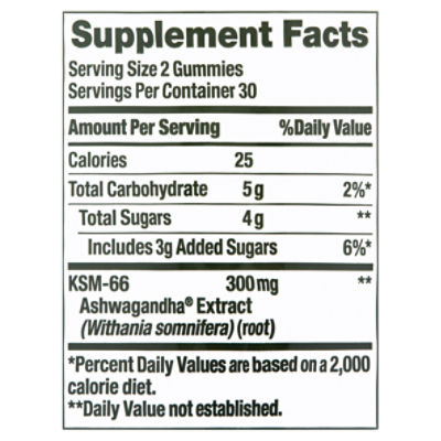 Nature's Bounty Ashwagandha Mixed Berry Flavored Gummies Dietary Supplement, 300 mg, 60 count