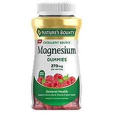 Nature's Bounty Magnesium Raspberry Flavored Gummies Dietary Supplement, 270 mg, 90 count