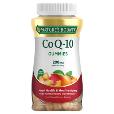 Nature's Bounty Co Q-10 Peach Mango Flavored Gummies Dietary Supplement, 200 mg, 100 count