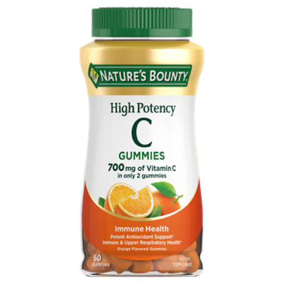 Nature's Bounty High Potency Vitamin C Gummies for Immune Support, 700 Mg, 60 Orange Flavored Gummies