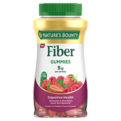 Nature's Bounty Strawberry & Raspberry Flavored Fiber Gummies Dietary Supplement, 90 count, 90 Each