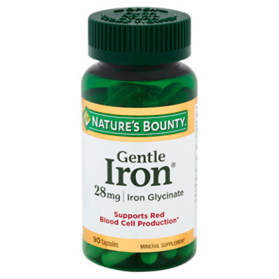 Nature's Bounty Gentle Iron Glycinate Capsules, 28 mg, 90 count