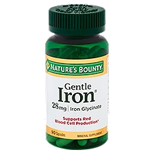 Nature's Bounty Gentle Iron Glycinate Capsules, 28 mg, 90 count, 90 Each